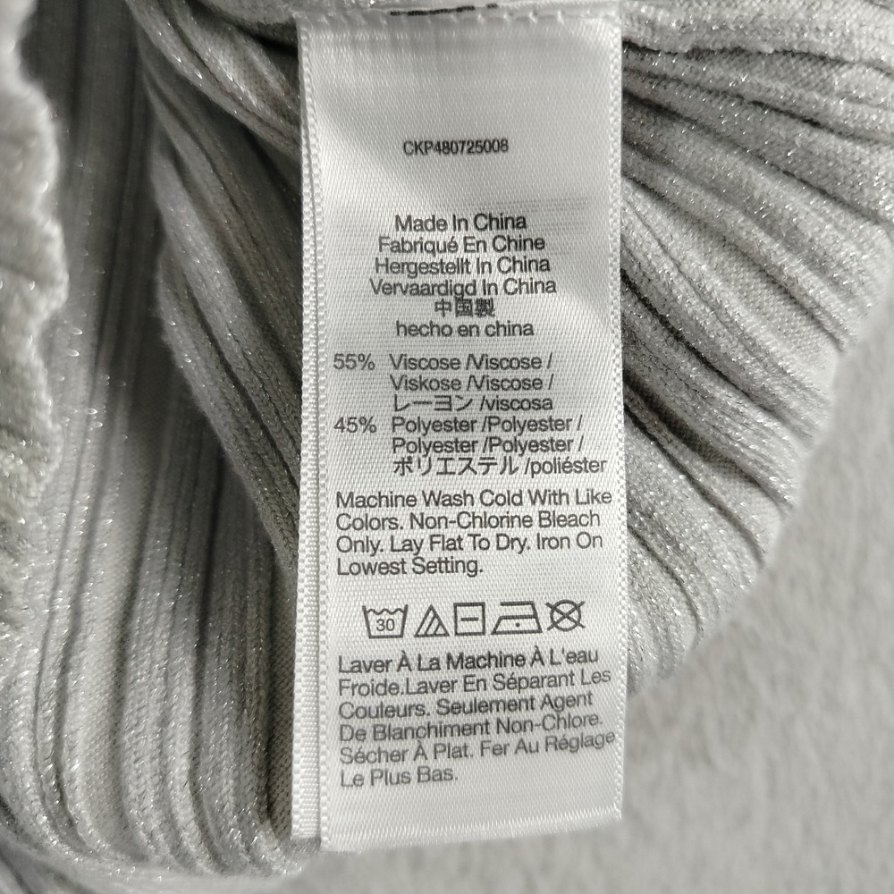 Madewell Tank Silver‎ Womans Small Signature Shimmer Knit Cutaway Sweater Ribbed - Picture 7 of 13